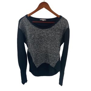 Athleta Womens Brindle Crew Sweater Gray Black Knit Wool Blend Sz Medium.